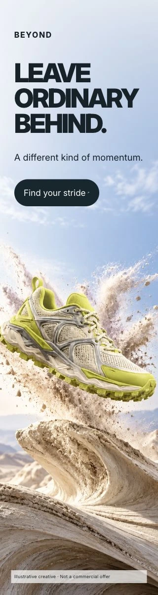Beyond, skyscraper — Leave ordinary behind.. A different kind of momentum. Find your stride. Prepared illustrative artwork.